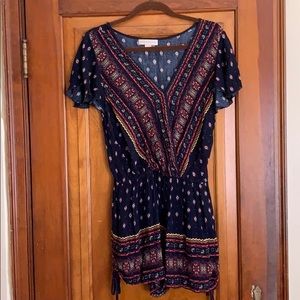 Navy blue patterned romper